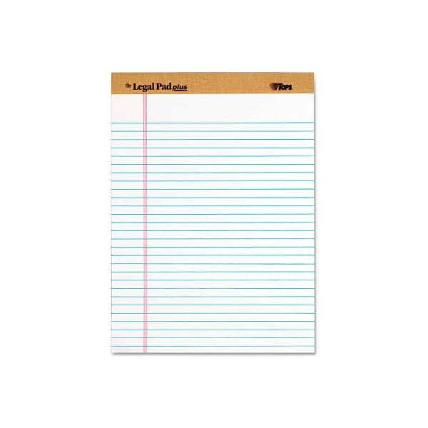 Tops Business Forms TOPS The Legal Pad Plus Rule Perforated Pads, 8-1/2inx11-3/4in, White, 50 Shts/Pad, 12/Pk 71533 - main